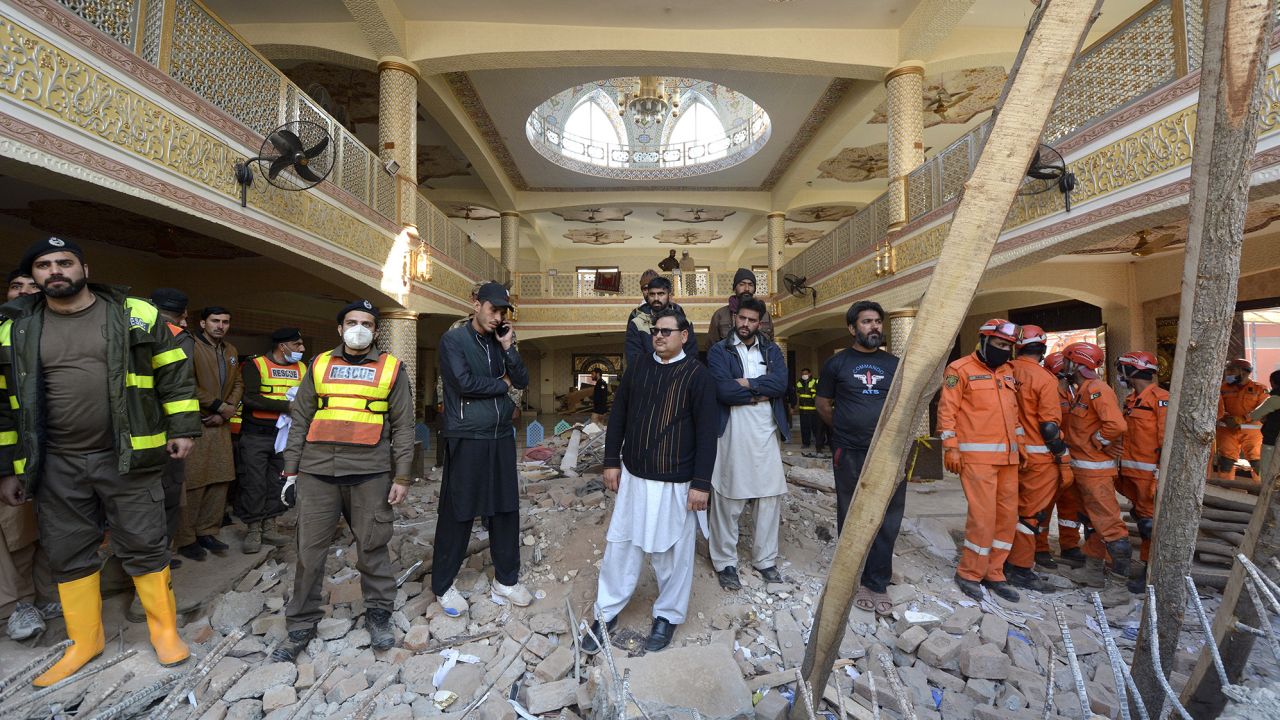 Rescue workers conduct an operation to clear the rubble and search for bodies at the site of the blast on Tuesday.