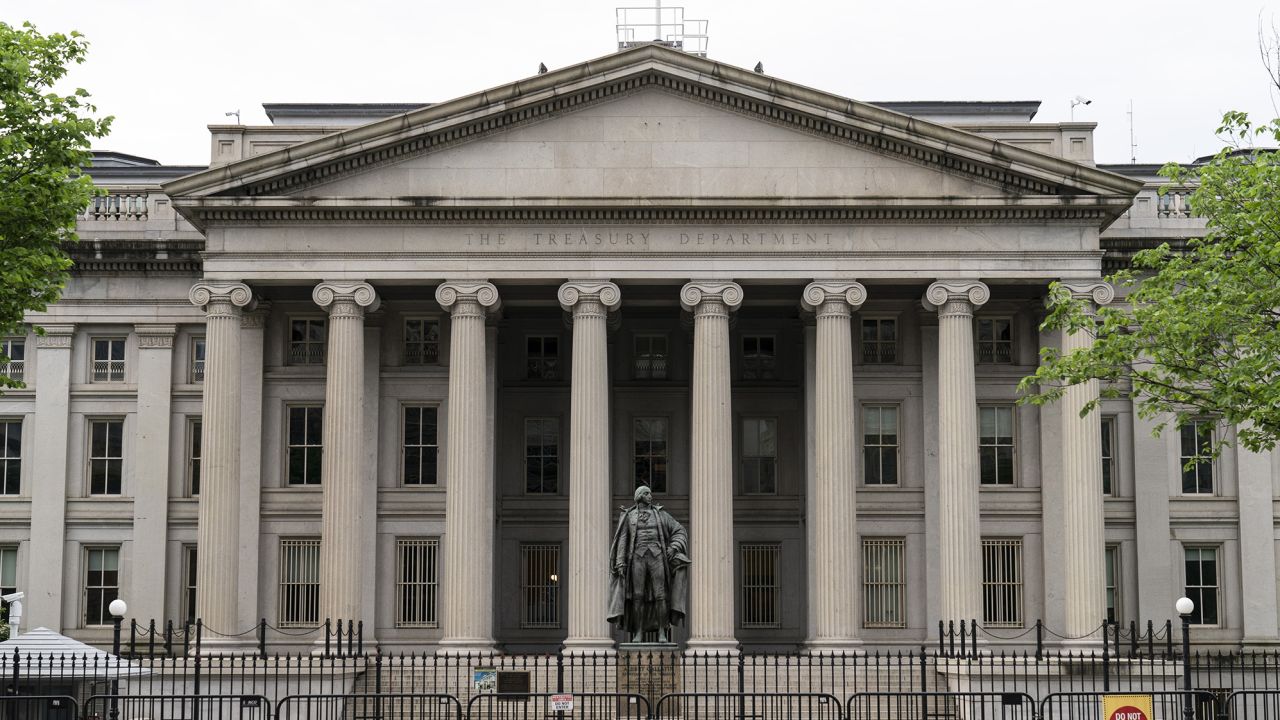 The US Treasury building in Washington, D.C., US, on Sunday, May 22, 2022. 