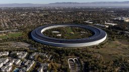 Aerial view of Apple's headquarters in Cupertino, California, U.S., October 28, 2021. 