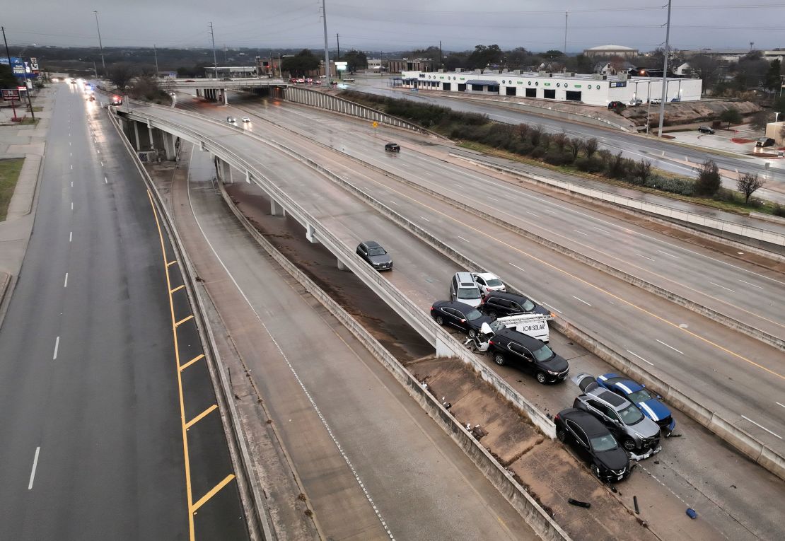 A multivehicle fatal accident in Austin, Texas, during an ice storm on Tuesday, January 31, 2023. 