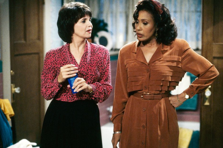 Cindy Williams and Telma Hopkins on the set of "Getting By".