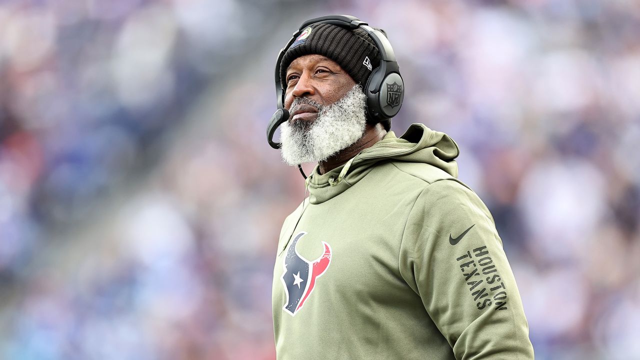 Lovie Smith, then the head coach of the Houston Texans, looks on during a game against the New York Giants at MetLife Stadium on November 13, 2022.