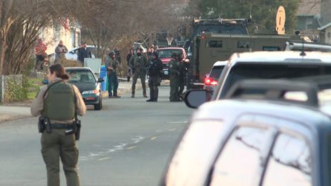 Law enforcement at the scene of a Grants Pass home where they believed Benjamin Foster was located Tuesday evening. 