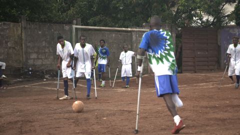 Amputees in Sierra Leone play a form of adaptive football where outfielders can only have one leg and cannot use prosthetics in the game. 