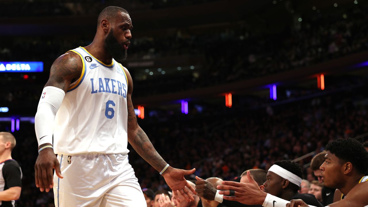 LeBron James recorded his first triple-double of the season in the Lakers' win over the New York Knicks.