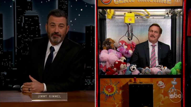 Video: Jimmy Kimmel interviews MyPillow CEO, Mike Lindell, from inside claw machine | CNN Business