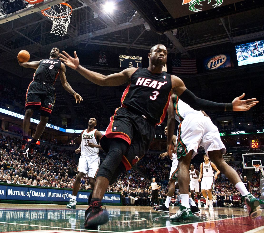 This photo of James dunking off a Dwyane Wade assist is one of the most iconic in NBA history.