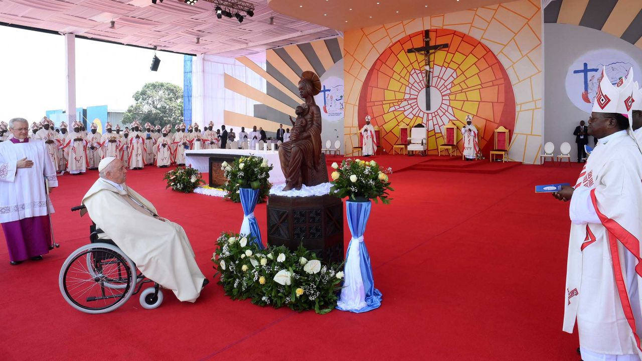 Pope Francis celebrates a holy Mass at N'Dolo Airport in Kinshasa in the DRC on Wednesday.