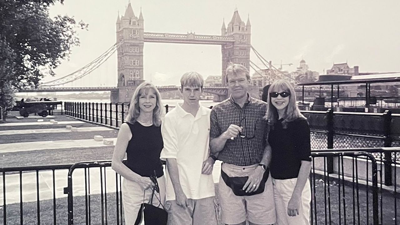 Here's Vickie and Graham with their two children on a family trip to London in the 1990s.