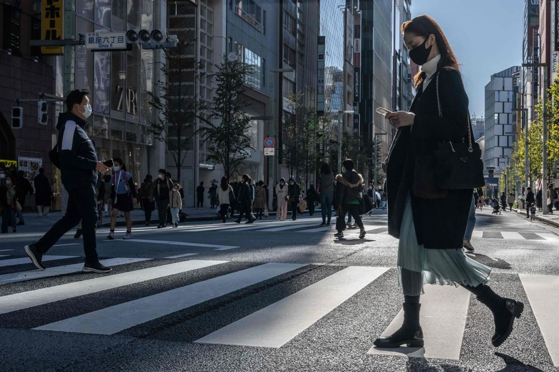 People crossing a street in the Ginza area of Tokyo in November. The shape of Japan's workforce is shifting, with more people working part-time.