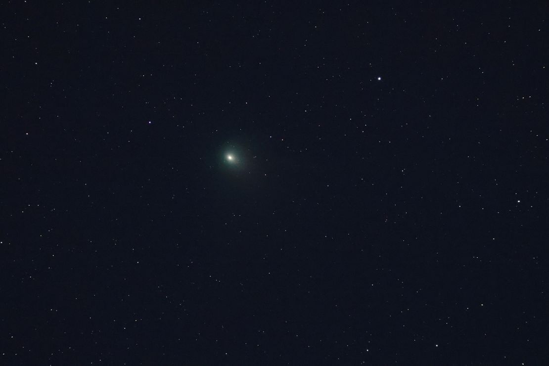 A view of the green comet named C/2022 E3 (ZTF) over Kryoneri, Greece, on Wednesday. 