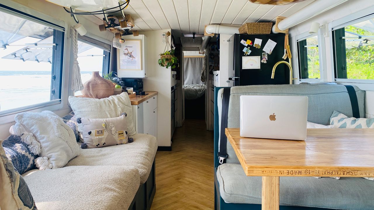 <strong>Tiny home:</strong> "We have everything [we need]," Kai says of their mobile home, which has a dining and lounge area, two bunk beds, a shower room and a master suite. "We can spend one week somewhere without needing water or power, and we have enough food supplies [to last us]."<br />