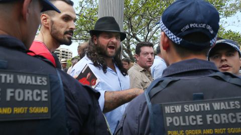 The funeral sparked angry confrontations outside the cathedral in Sydney.