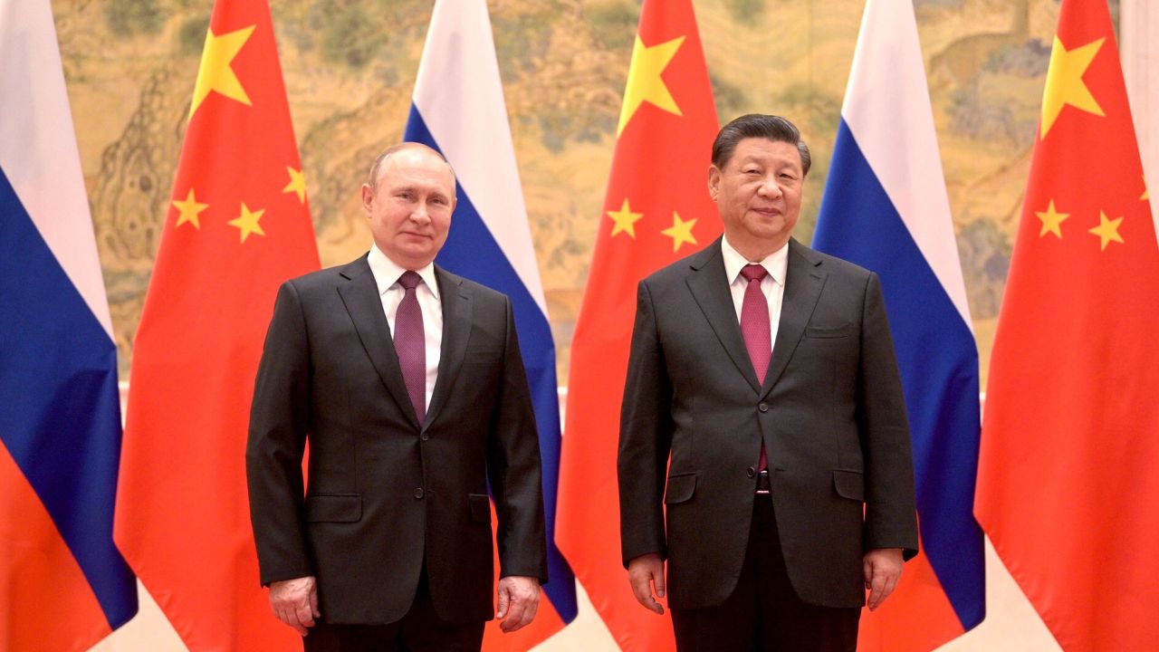 Russian President Vladimir Putin and Chinese President Xi Jinping meet in Beijing on February 4, 2022, just weeks before the invasion of Ukraine.  