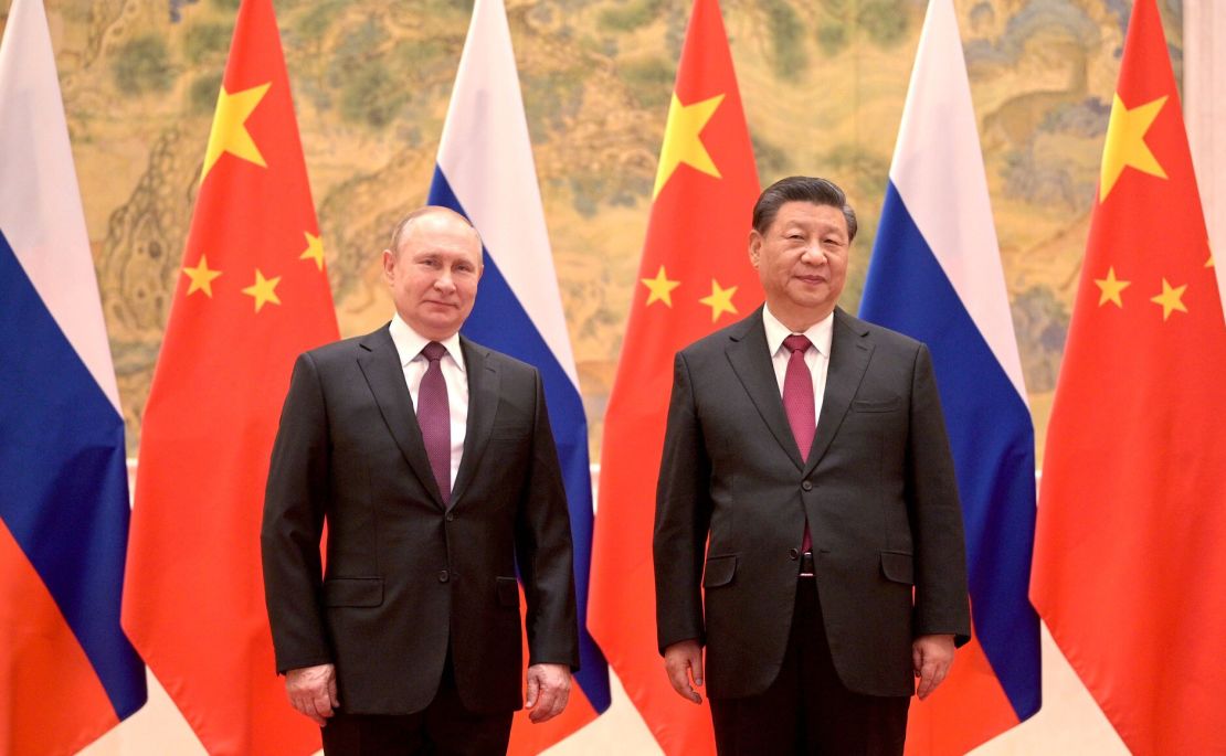 Russian President Vladimir Putin and Chinese President Xi Jinping meet in Beijing on February 4, 2022, just weeks before the invasion of Ukraine.  