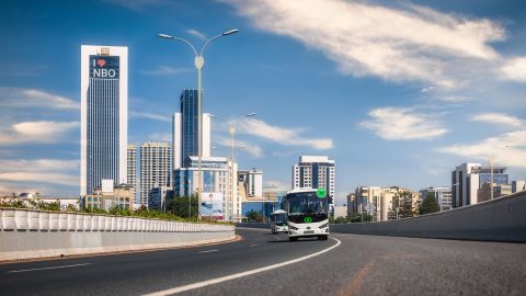 BasiGo's first bus on the streets of Nairobi. Both BasiGo and Roam already have ambitions to expand beyond Kenya.