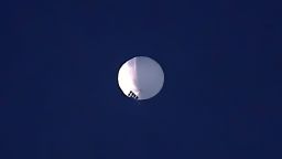A suspected Chinese high altitude balloon floats over Billings, Montana on Wednesday, Feb. 1, 2023. 