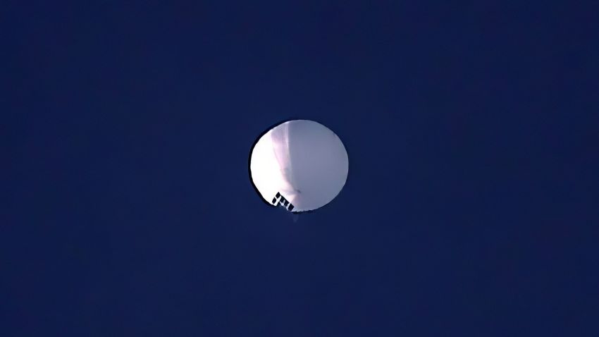 A high altitude balloon floats over Billings, Mont., on Wednesday, Feb. 1, 2023. The U.S. is tracking a suspected Chinese surveillance balloon that has been spotted over U.S. airspace for a couple days, but the Pentagon decided not to shoot it down due to risks of harm for people on the ground, officials said Thursday. (Larry Mayer/The Billings Gazette via AP)