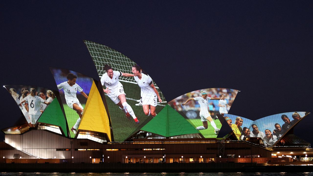 The Sydney Opera House lights up in celebration of Australia and New Zealand's joint bid to host the FIFA Women's World Cup 2023.