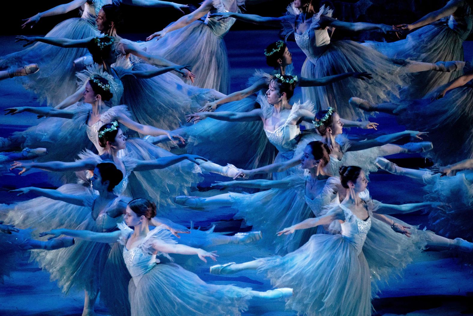 Performers with the United Ukrainian Ballet take part in a dress rehearsal at the Kennedy Center in Washington, DC, on Wednesday, February 1.
