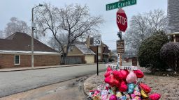 A memorial is seen for Tyre Nichols near the SkyCam, that captured him being beat by Memphis Police Officers, in Memphis, Tennessee, on February 2, 2023.