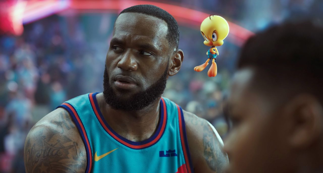 James appears with Tweety Bird in the film "Space Jam: A New Legacy" in 2021.