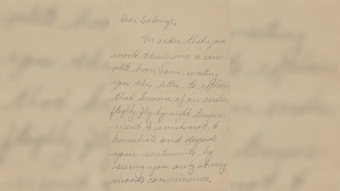 The breakup letter, signed "Marlon," is up for auction. 