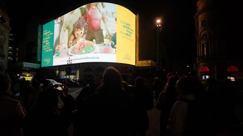 A campaign video took over the famous billboard at Piccadilly Circus in central London.