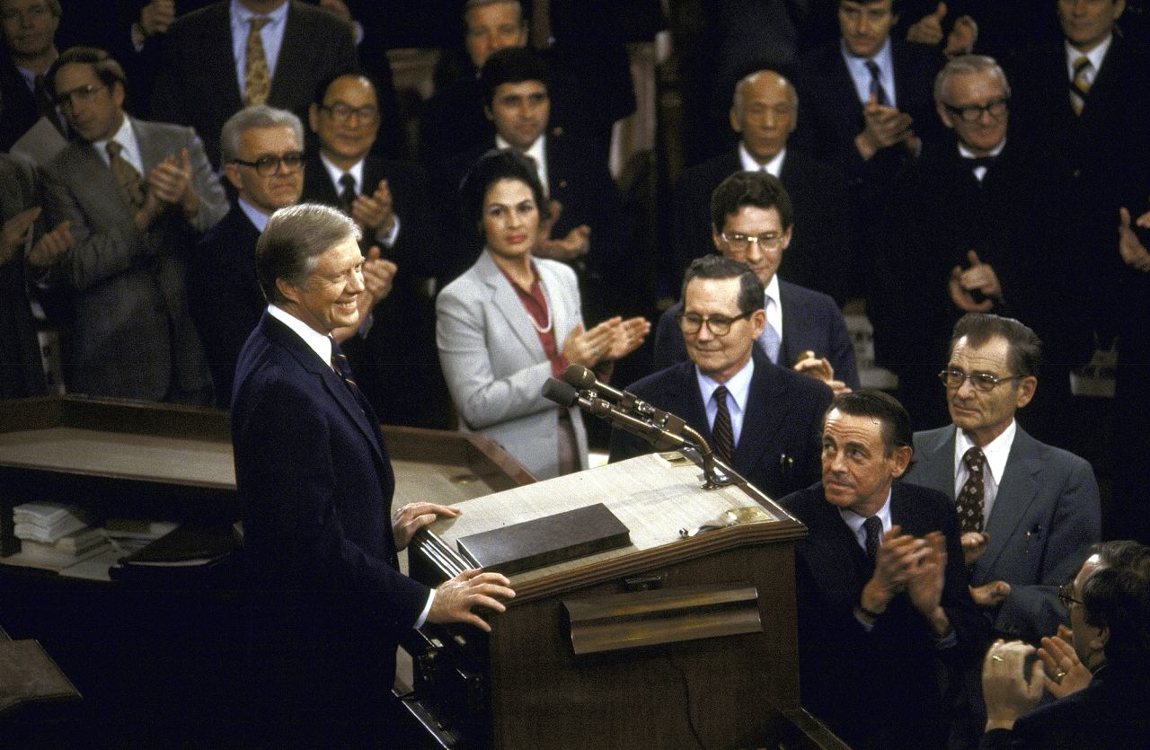 Congress claps for President Jimmy Carter during his address in 1980.