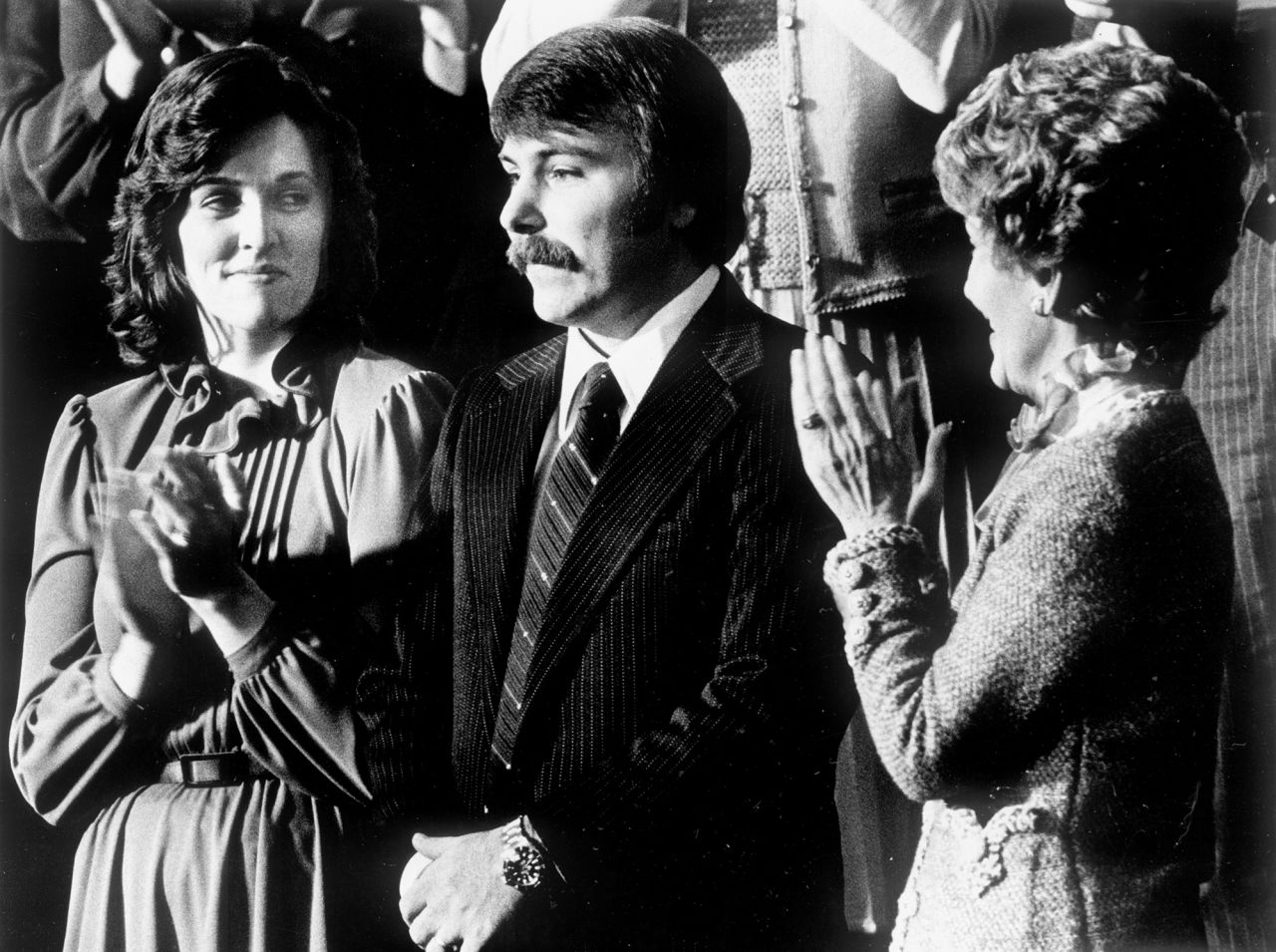 Lenny Skutnik, a government employee who dove into the icy Potomac River after the Air Florida plane crash to save a woman, stands as he's acknowledged by President Ronald Reagan during the 1982 State of the Union. Reagan started the tradition of inviting guests to the speech.