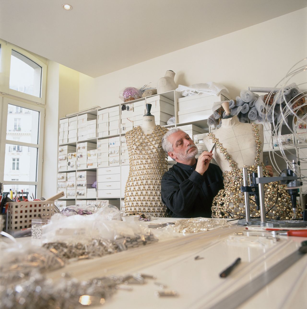 Rabanne in his Parisian atelier in 1996.