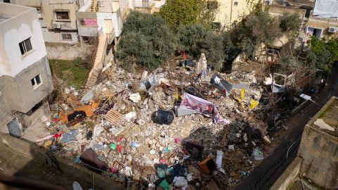 Cenin'de İsrail güçlerinin hedef aldığı binanın kalıntıları, 2 Şubat 2023.