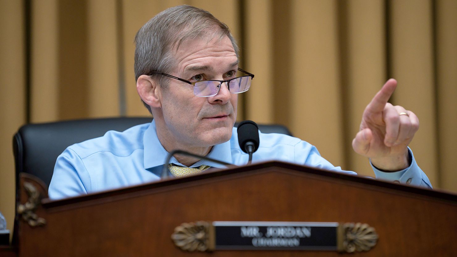 House Judiciary Committee Chairman Jim Jordan, a Republican from Ohio, leads his panel's first meeting in the new Republican majority as it organizes its operating rules, at the Capitol in Washington on February 1. 