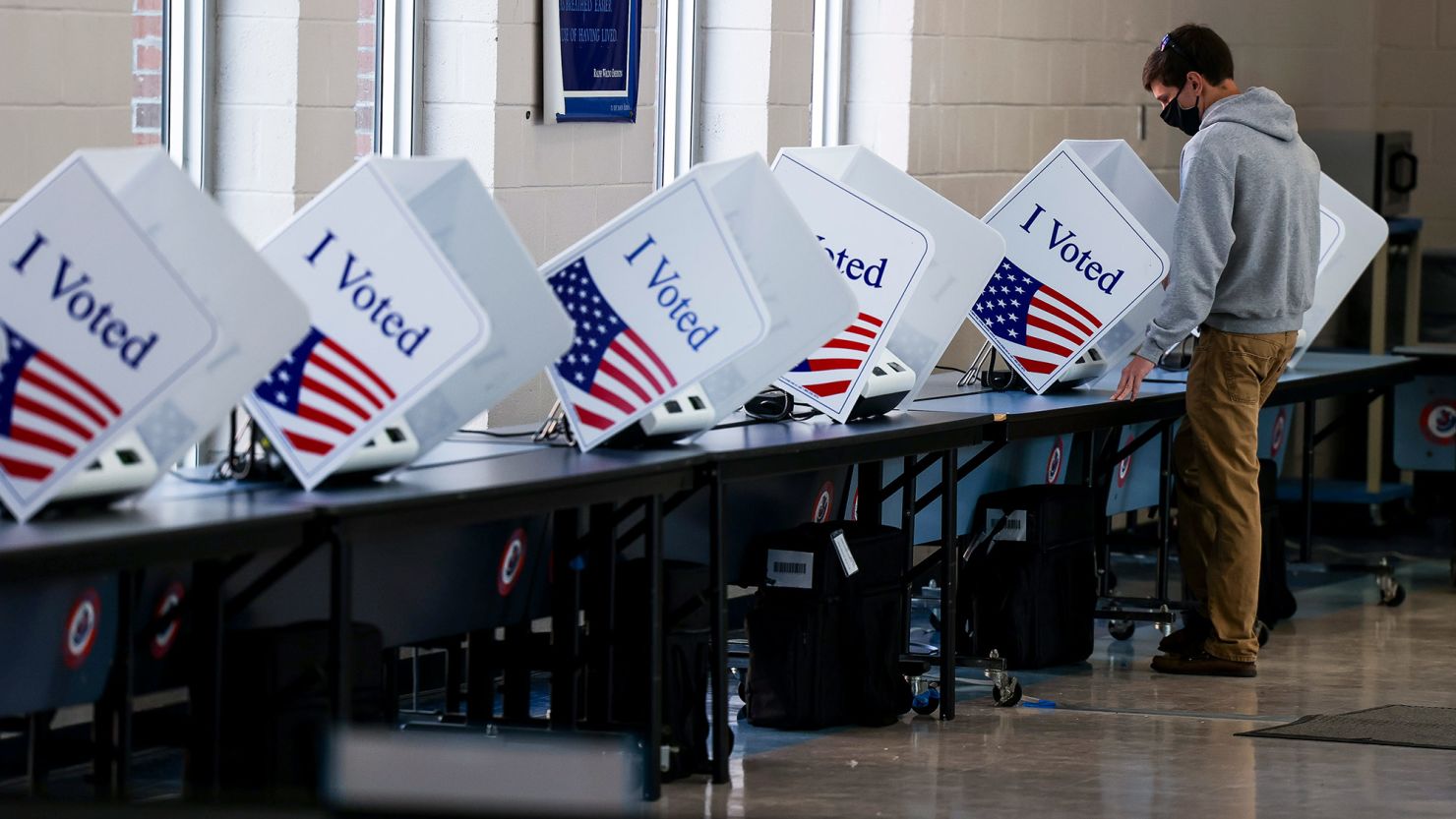 A man votes at a high school in Charleston, South Carolina, on November 3, 2020.