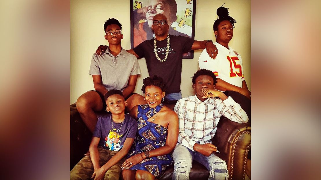 Author Derrick Barnes, center top, and his family.