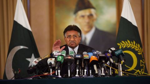 Former Pakistani President Pervez Musharraf during a press conference in Islamabad on November 11, 2007. 