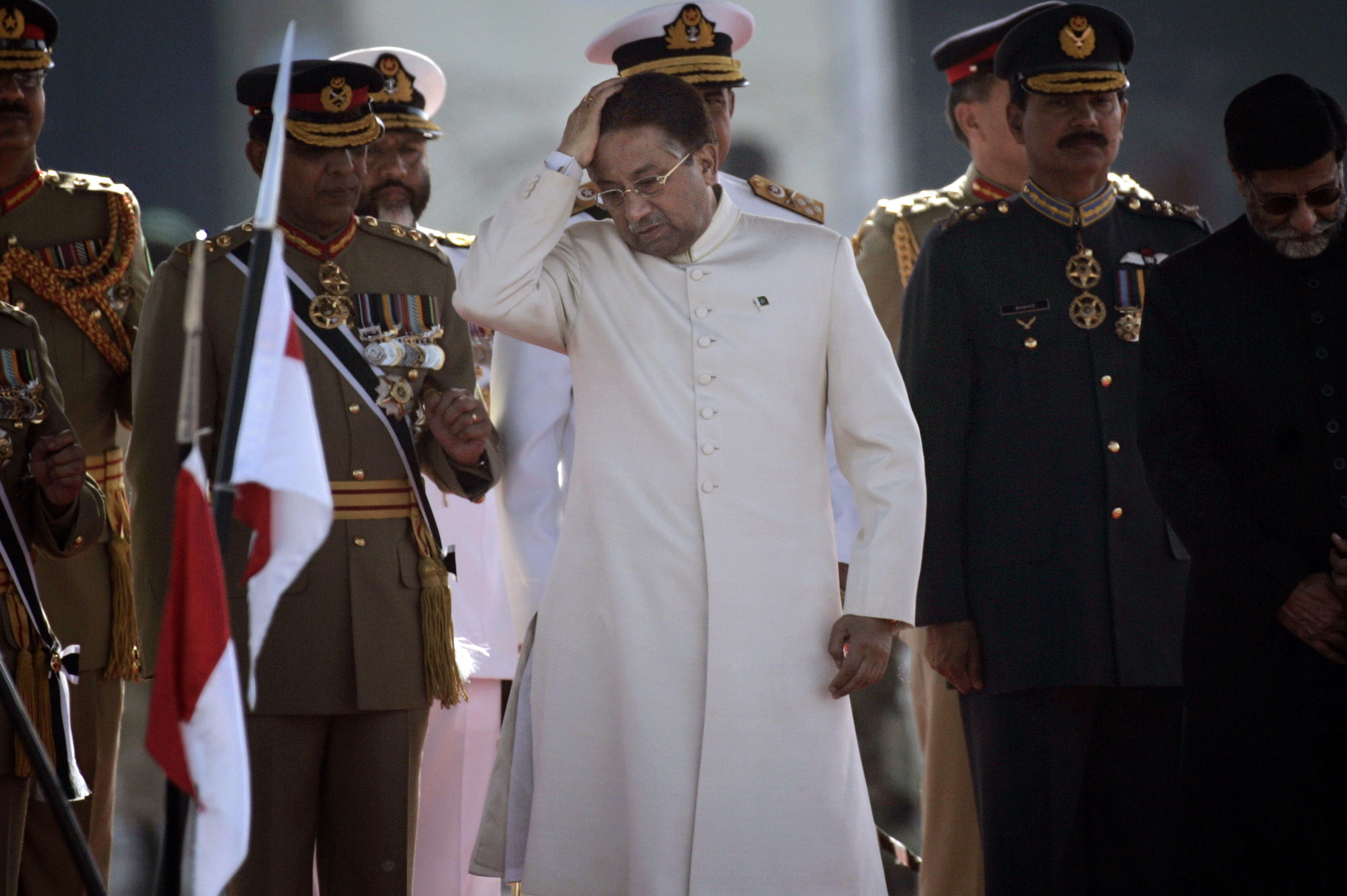 Musharraf attends the Pakistan National Day parade in March 2008.