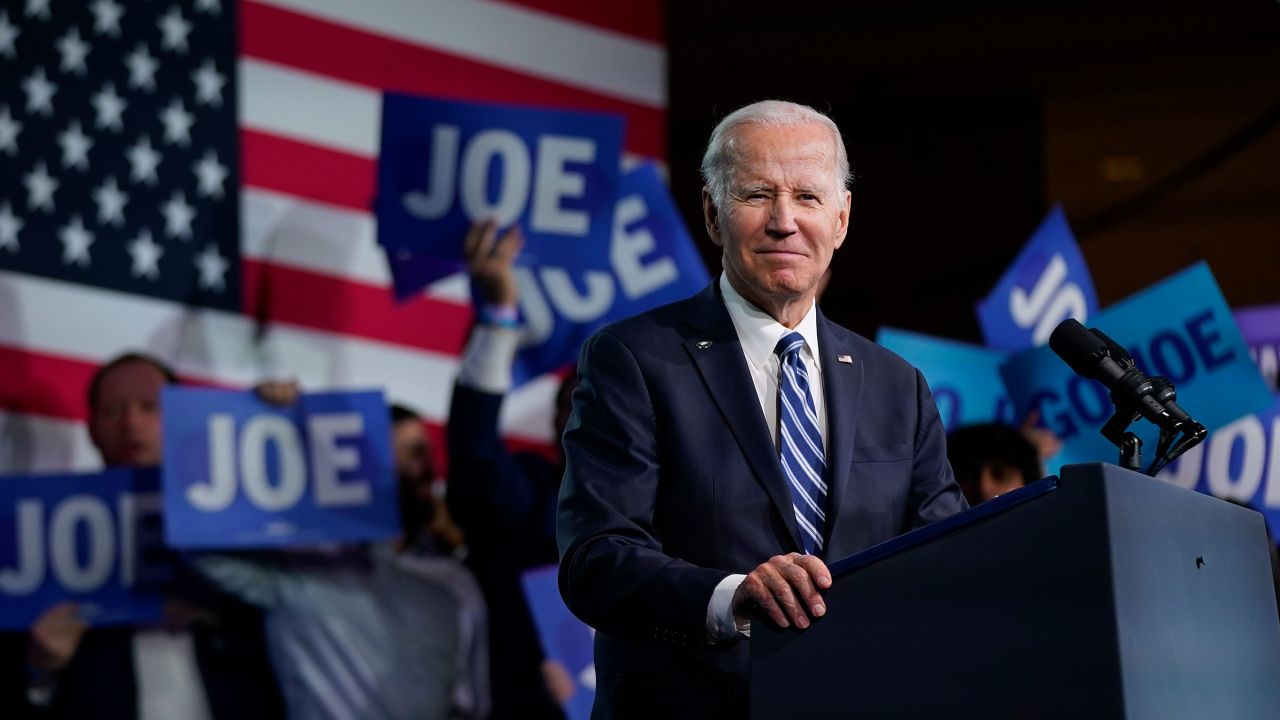 President Joe Biden speaks at the Democratic National Committee winter meeting in Philadelphia on February 3, 2023.