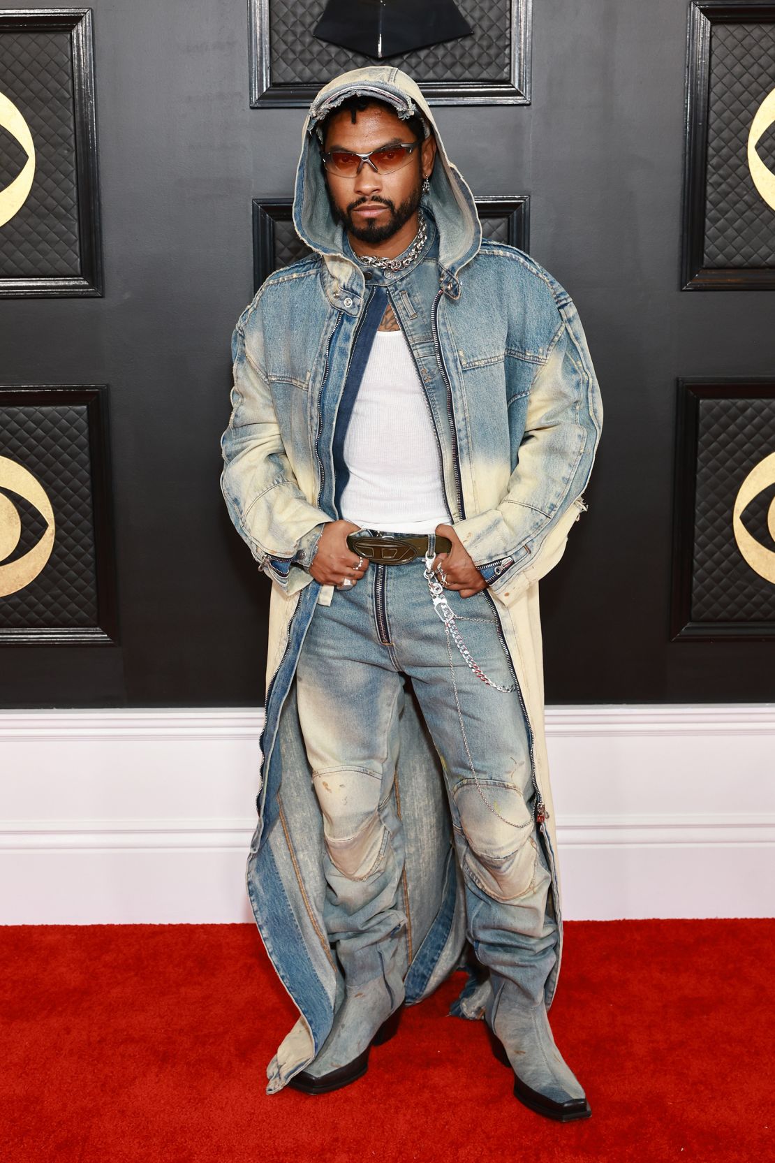 Miguel wore an all-denim look straight from Diesel's Spring-Summer 2023 runway.