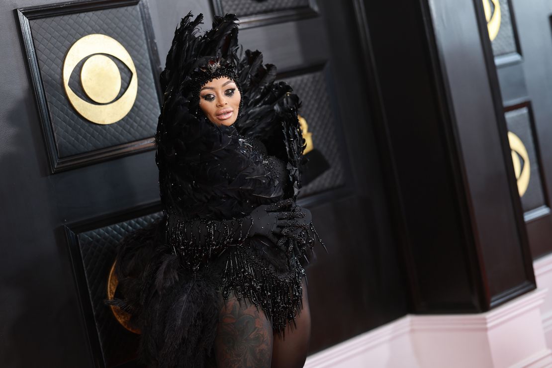 Blac Chyna made a bold statement in a feathered leotard. 