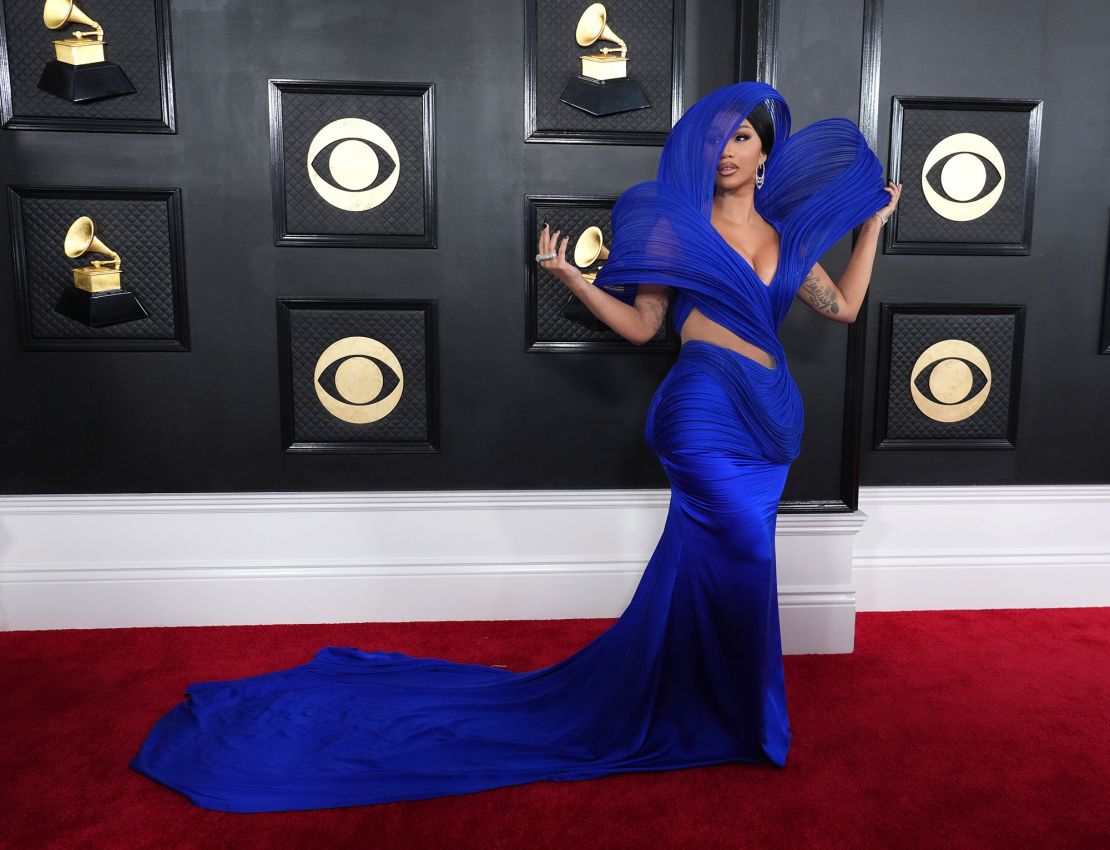 Cardi B arrives at the 65th annual Grammy Awards on Sunday.