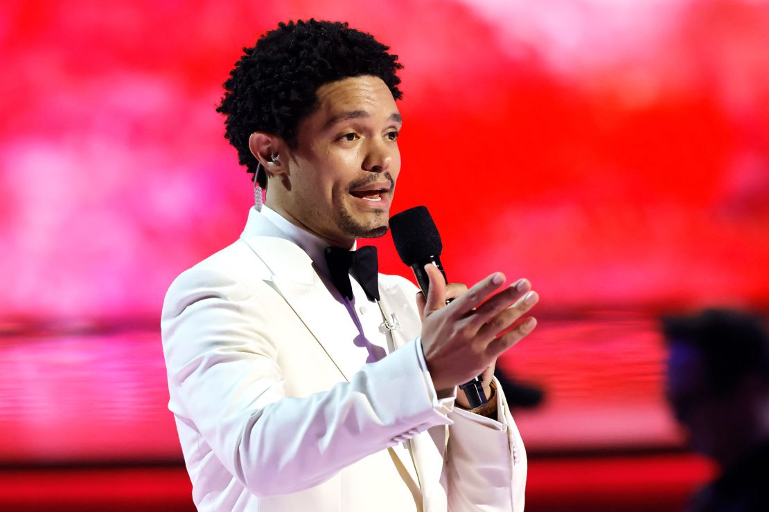 Host Trevor Noah speaks during the 65th GRAMMY Awards at Crypto.com Arena on February 05, 2023 in Los Angeles, California.