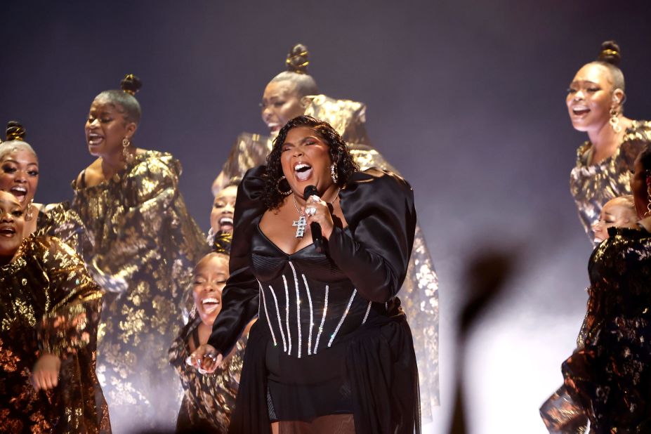 Lizzo performs a medley during the show that included "About Damn Time" and "Special."