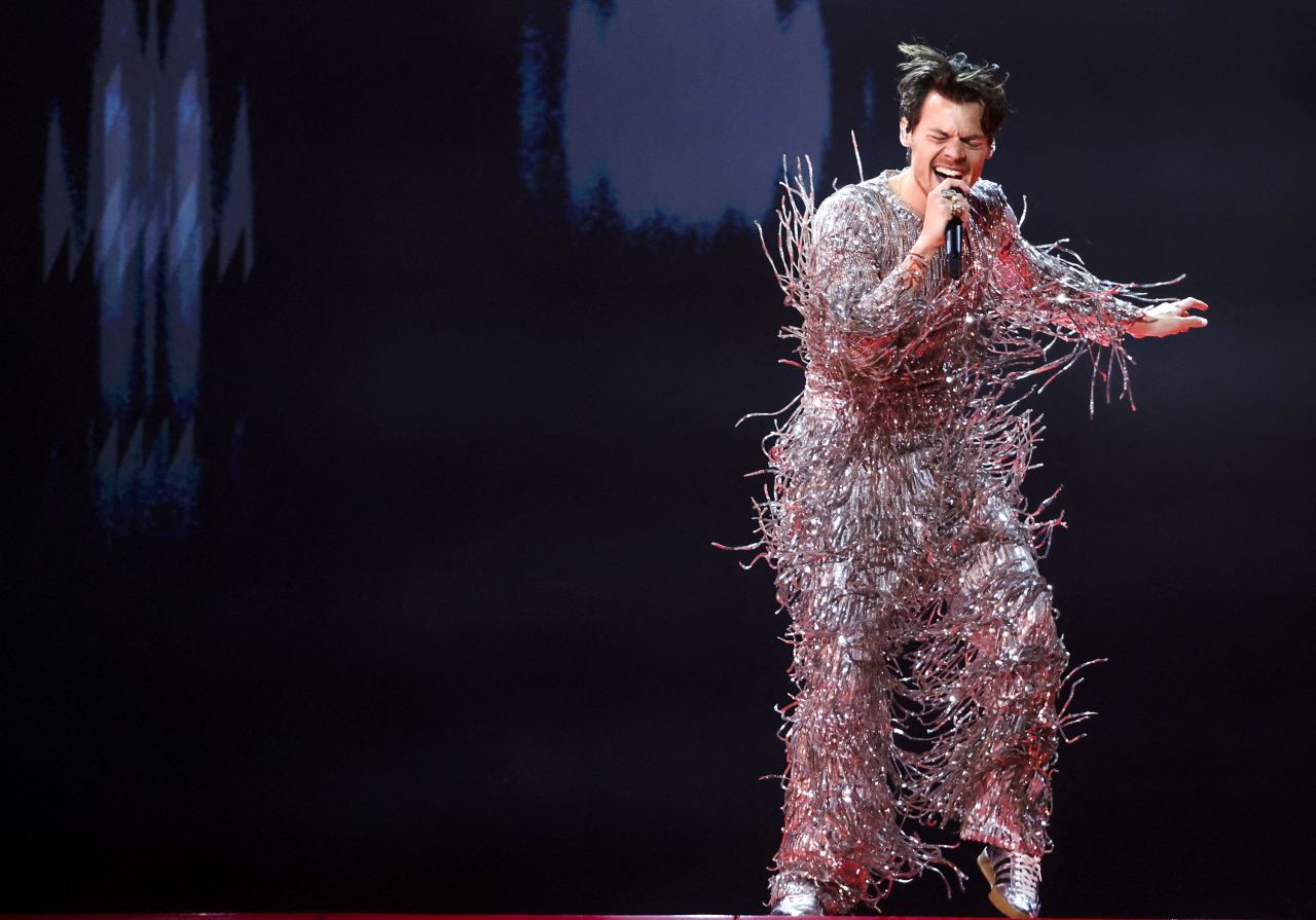 Harry Styles in jumpsuit number two as he performs "As it Was."