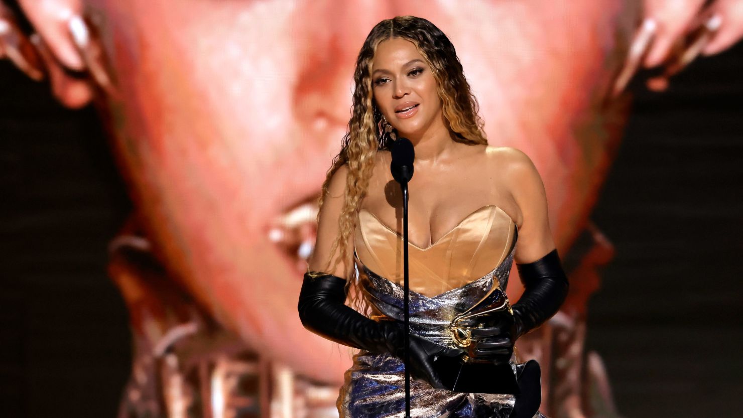 Beyoncé accepts the best dance/electronic music album award for "Renaissance," her 32 career Grammy win.