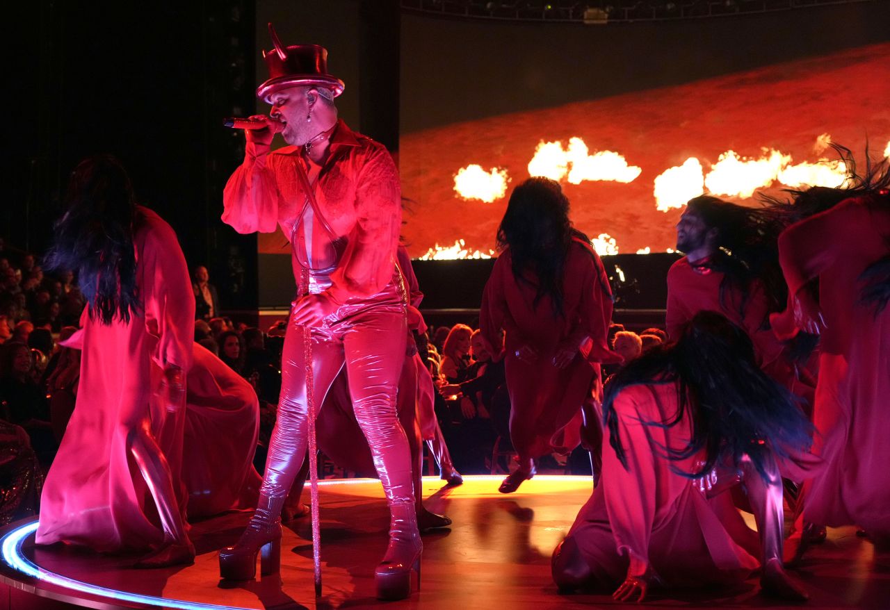 Sam Smith performs "Unholy" with dancers.