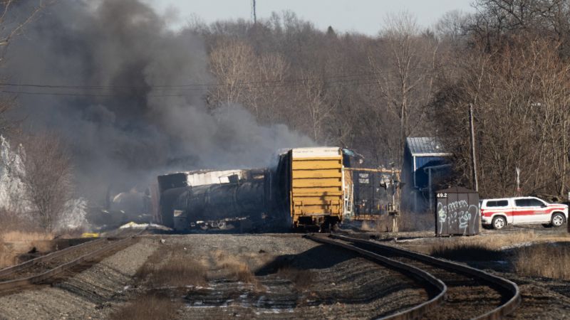 Crews work to prevent explosion at site of burning derailed train in Ohio as residents are urged to flee | CNN