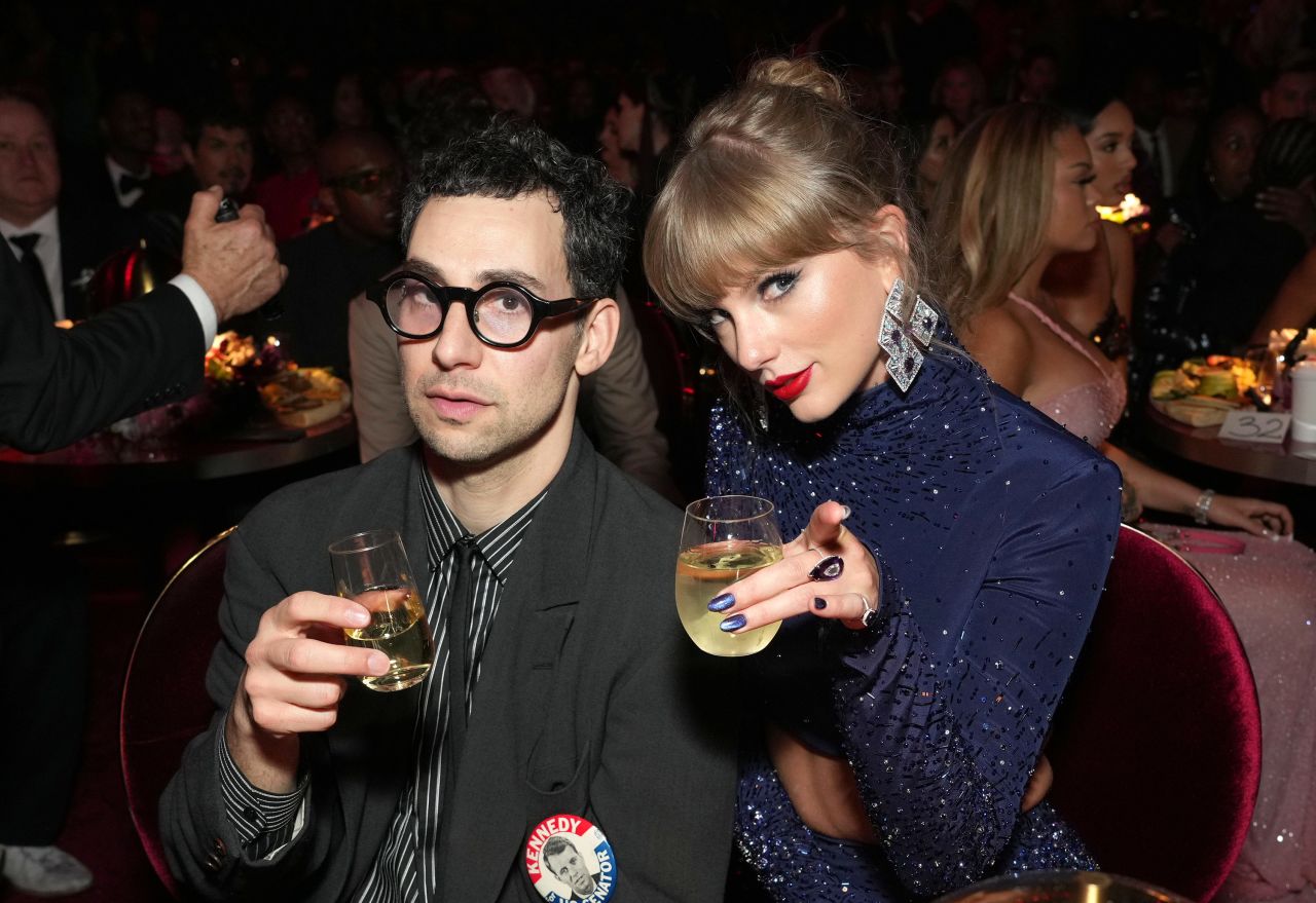 Jack Antonoff and Taylor Swift attend the show on Sunday night.
