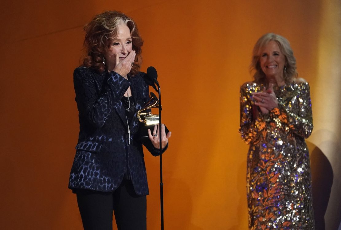Bonnie Raitt accepts the award for Song of the Year for "Just Like That." 