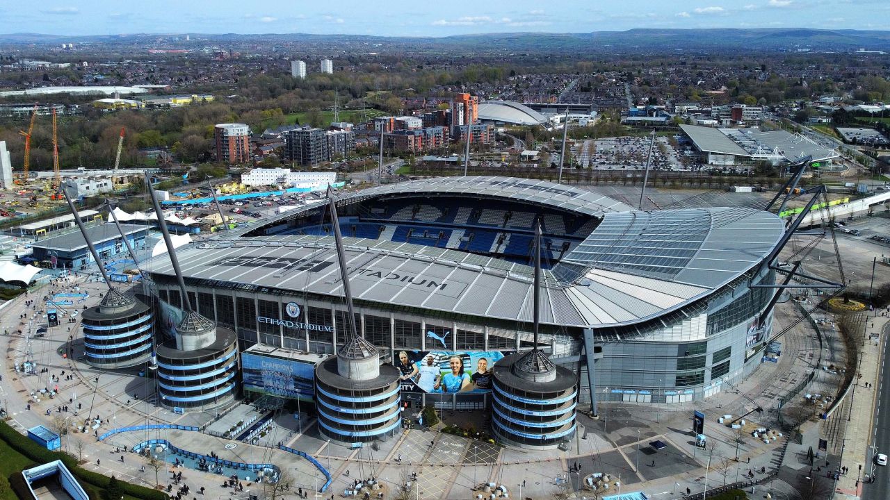 Manchester City's Etihad Stadium is seen prior to a Premier League against Liverpool. 